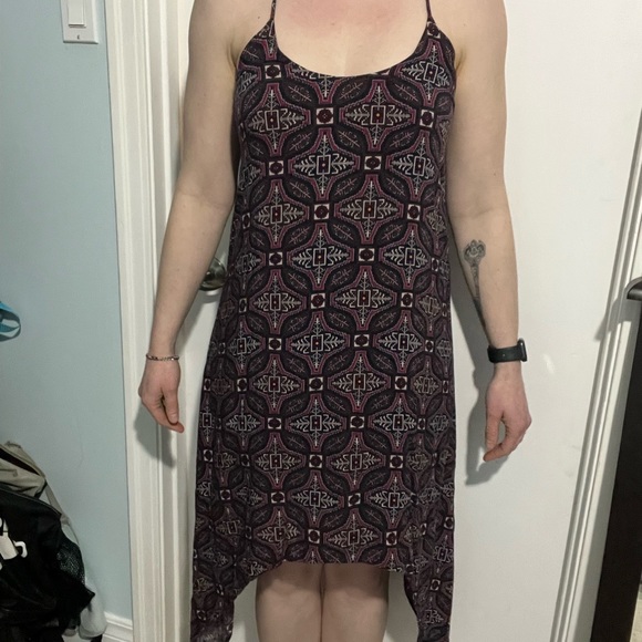 Harlow purple geometrical patterned asymmetrical beach dress - Picture 1 of 9